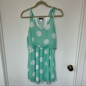 Sea foam green polka dot dress